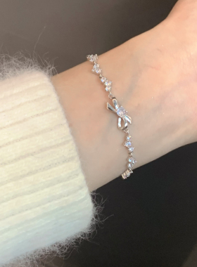 锆石蝴蝶结手链女生轻奢小众精致