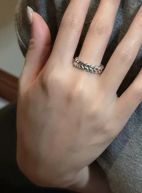 麦穗纹可调节戒指女轻奢小众设计