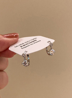 S925银爆闪锆石圈圈耳环2025新款爆款高级感轻奢小众气质耳圈耳扣