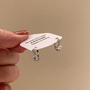 S925银爆闪锆石圈圈耳环2025新款 高级感轻奢小众气质耳圈耳扣 爆款