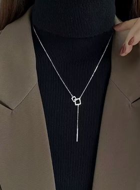 锆石925银十字链女毛衣链项链