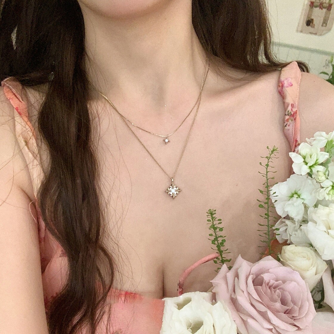 鸢尾花双层项链女小众轻奢高级感图片