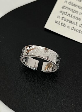 复古银色碎冰冰戒指女轻奢高级感