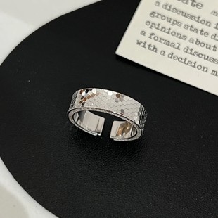 复古银色碎冰冰戒指女轻奢高级感食指戒小众设计精致百搭气质指环
