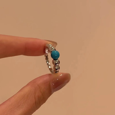 复古仿绿松石戒指女小众设计轻奢