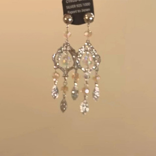 清冷感超闪仿锆石叶片流苏耳环2025新款 高级感精致宫廷风耳饰 爆款