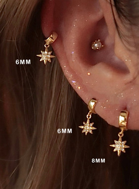 法式气质镶钻八星芒耳环2025新款爆款高级感耳圈小众独特气质耳饰