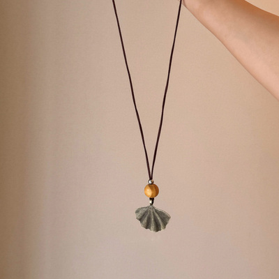 复古做旧银杏叶项链女款2025新款