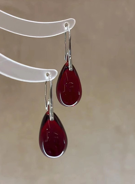 新中式鸽血红琉璃水滴耳环2025新款爆款复古独特气质耳坠女高级感