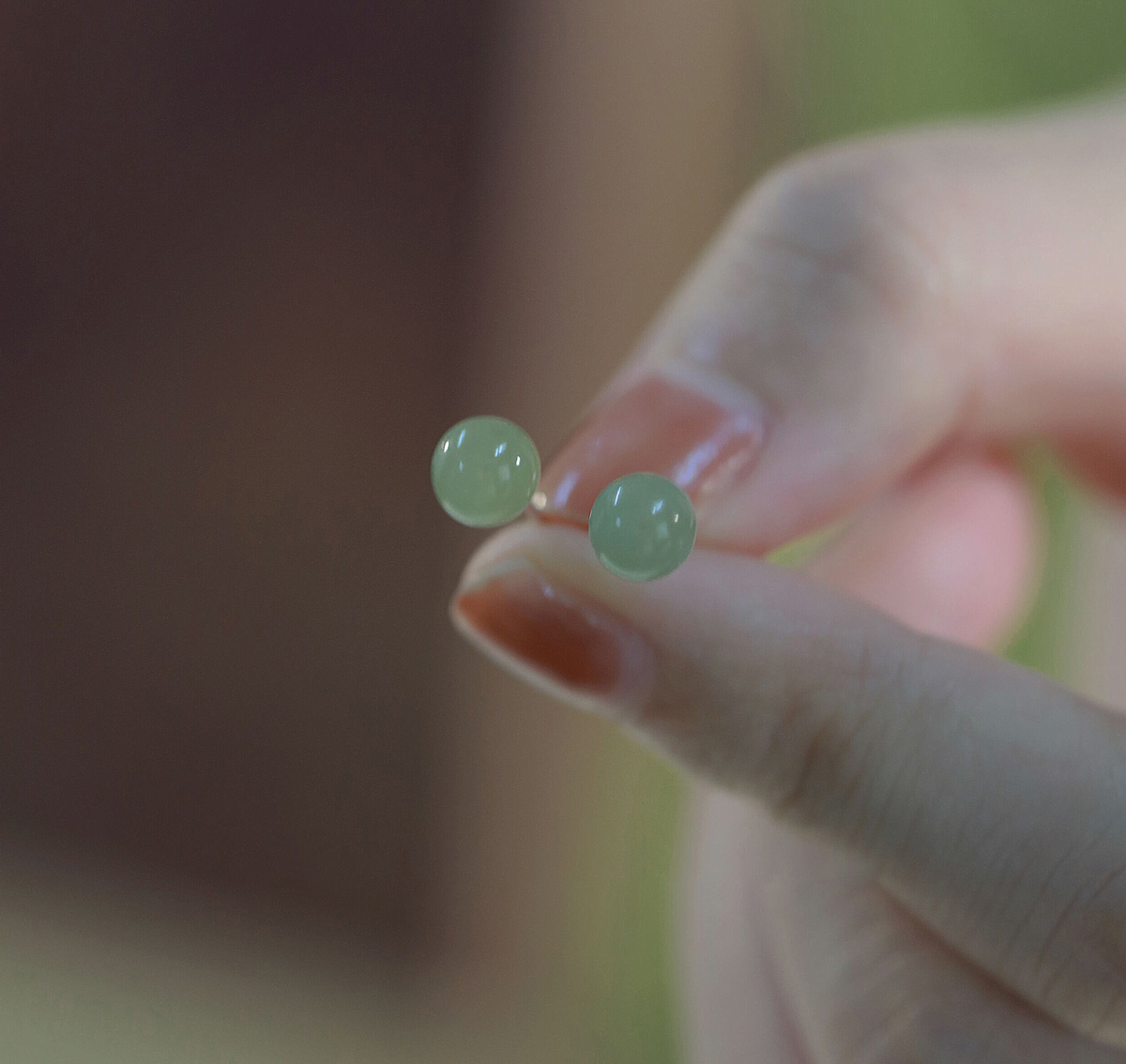 925纯银和田玉耳钉女养复古