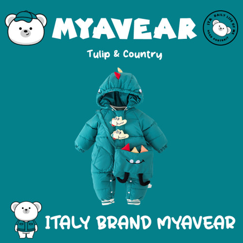 MYAVEAR冬季加厚带帽恐龙羽绒服