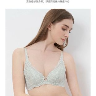 有钢圈蕾丝性感女士文胸 8736 黛大胸显小薄款 D40