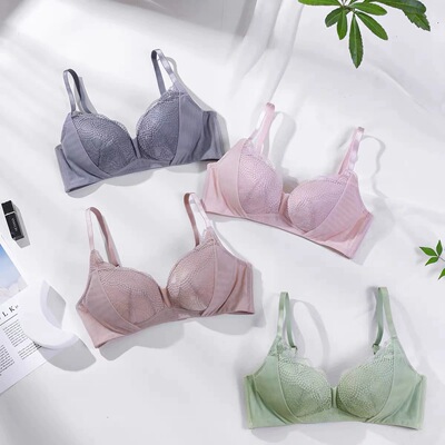 D55-黛-大胸显小薄款收副乳无钢圈文胸内衣-E004107