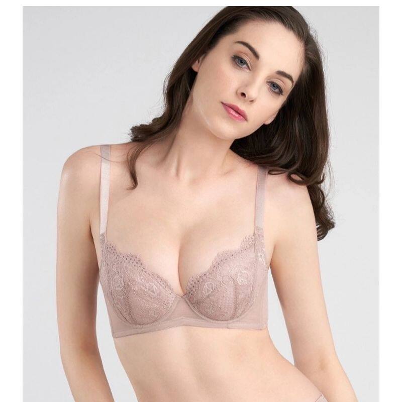 D43-黛大胸显小有钢圈插片袋夏天薄款女士文胸内衣-E003861
