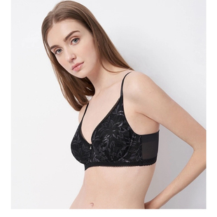 有钢圈性感蕾丝女士文胸 643 黛大胸超显小超薄款 D38