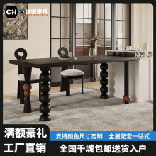 诚宏白蜡木餐桌椅组合法式复古饭桌小户型家用餐厅桌子实木长条桌