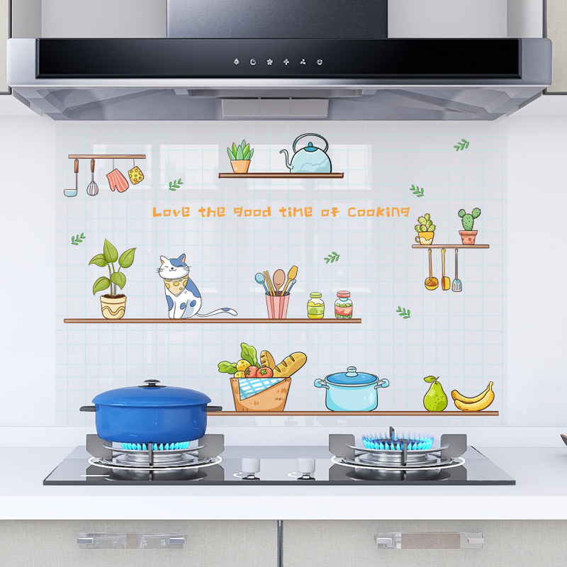 YYT068厨房防水防油贴纸美化装饰遮丑卡通贴画可加工