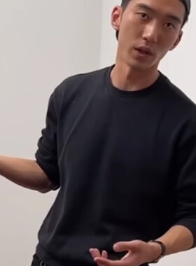 【当天发】Eddy Store 自主Kenijima同款 棉质黑色短款长袖T恤