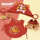 哈尼孕妇手工虎头鞋 虎帽周岁礼 diy刺绣婴儿肚兜宝宝衣服用品虎鞋