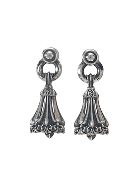 =silvarie=LONE ONES 美国 Chrome bell 复古鸢尾花 纯银铃铛耳钉