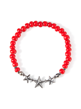 =silvarie=SUNKU39 日本制红琉璃珠星星银珠日系美式复古手串手链