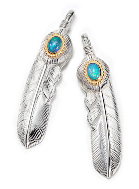 GODSUNS金绳白欧泊葵扇羽毛吊坠