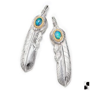 =silvarie=GOD 日本印第安银饰金绳白欧泊葵扇羽毛吊坠日潮 SUNS