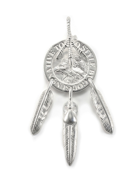 日本限定三点吊羽毛鹰爪银币吊坠