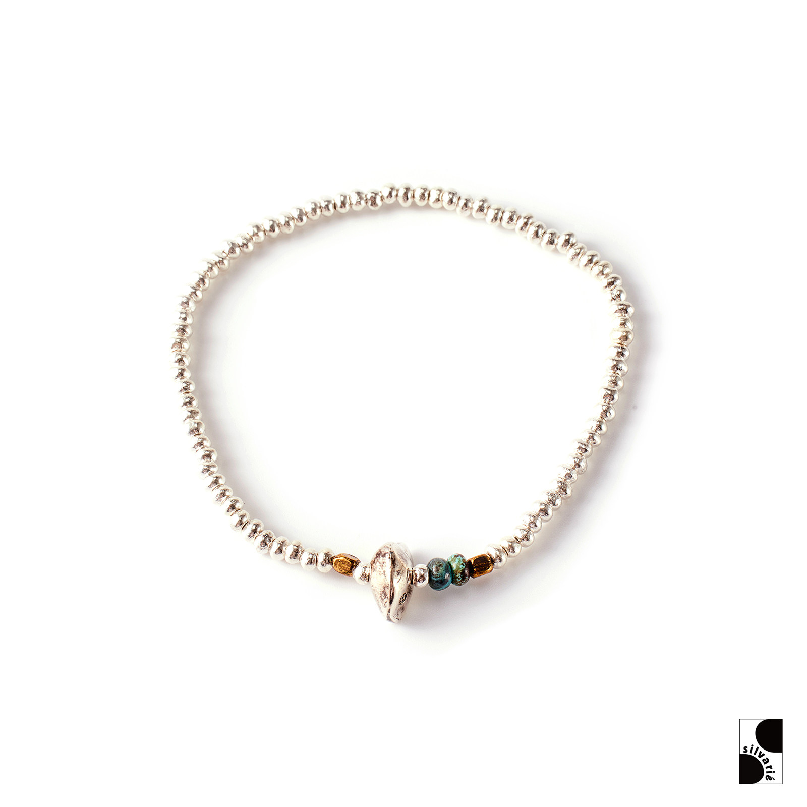 =silvarie=SUNKU39 日本手工美式复古叠戴银珠手串手链 日潮男女