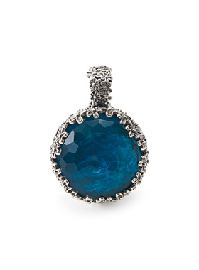 =silvarie=GEROCHRISTO 希腊制立体浮雕花卉复古圆形宝石纯银吊坠