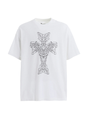 Y's Ys for men MASSES 合作款 日潮线条骨十字架插画棉制T恤短袖