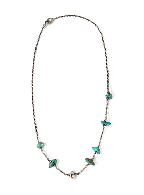 =silvarie=SUNKU39 日本制美式复古嬉皮随形松石做旧丸链纯银项链