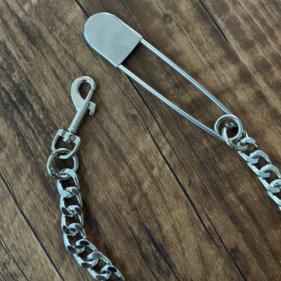 JUSSING银色复古裤链别针款潮流