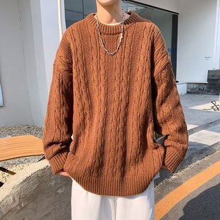 秋冬加厚毛衣男韩版 ins港风慵懒线衣外套 潮流宽松日系针织衫 冬季