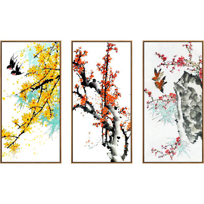 花鸟梅花中式装饰画客厅画中国风书房公室玄关画新中式茶室挂画