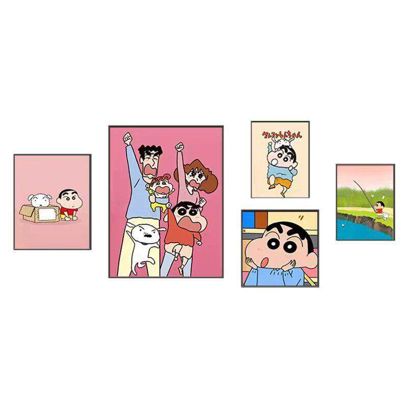 蜡笔小新多巴胺客厅装饰画ins卡通沙发背景墙组合挂画儿童房壁画