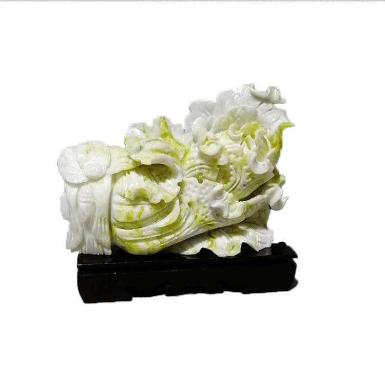 蓝田玉白菜玉器工艺品佰财聚来家庭摆件客厅摆饰品