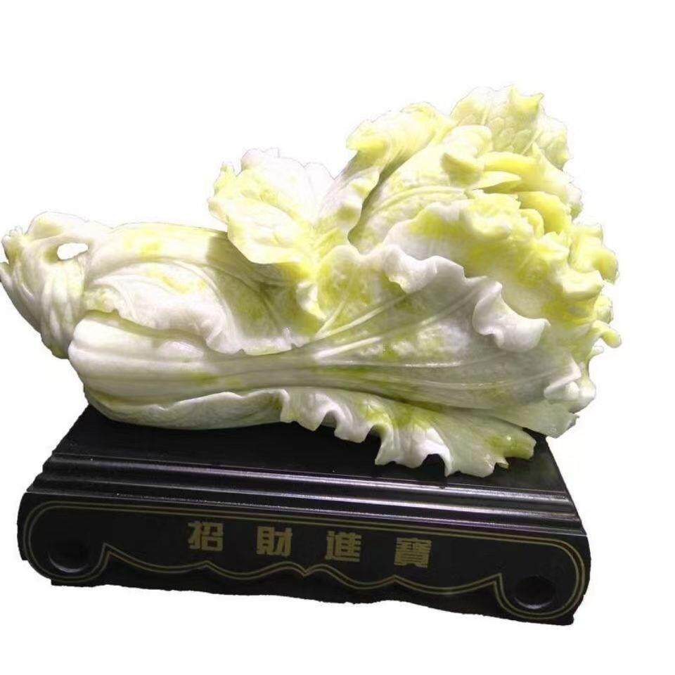 天然玉石摆件玉白菜招财玄关摆设客厅办公室摆件乔迁开业礼品