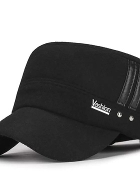 老年人帽子男冬天加厚保暖平顶帽中年护耳爷爷爸爸老头防风棉帽