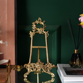 印度进口手工复古黄铜盘子架坐盘架 饰画展示架工艺品摆件 相框装