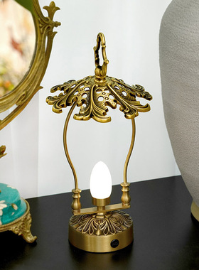 费灵家居黄铜雕花提手触感氛围灯夜晚照明家居装饰摆件轻奢铜制