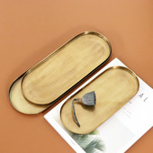 费灵家居进口黄铜简约长托盘小号收纳盘装 饰盘轻奢复古北欧简约