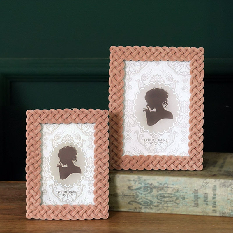 费灵家居 欧式现代轻奢手工植绒相框 清新简约桌面摆台摆件新品