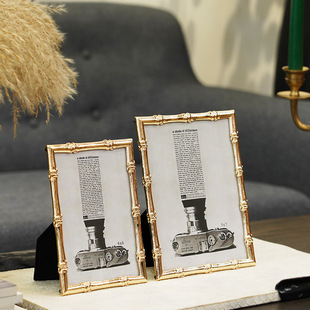 现代简约轻奢金色长方形相框摆台创意客厅卧室装饰像框照片框摆件