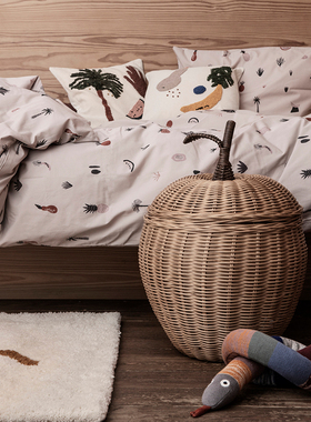 Ferm Living Braided Storage藤编儿童玩具收纳篮 带盖储物筐