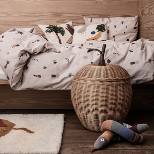 Ferm Living Braided Storage藤编儿童玩具收纳篮 带盖储物筐