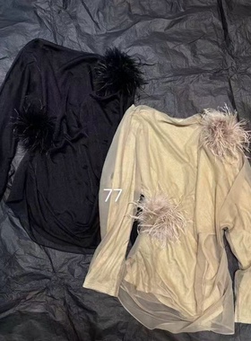 suspended 小众设计师品牌内衬羊毛材质 穿上超美 不对称斜肩上衣