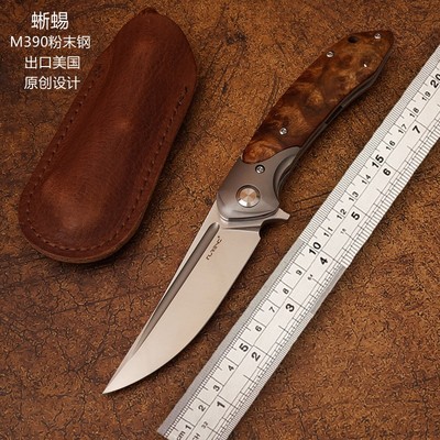 蜥蜴折刀高端进口M390粉末钢折刀 野外求生口袋折叠刀随身便携刀