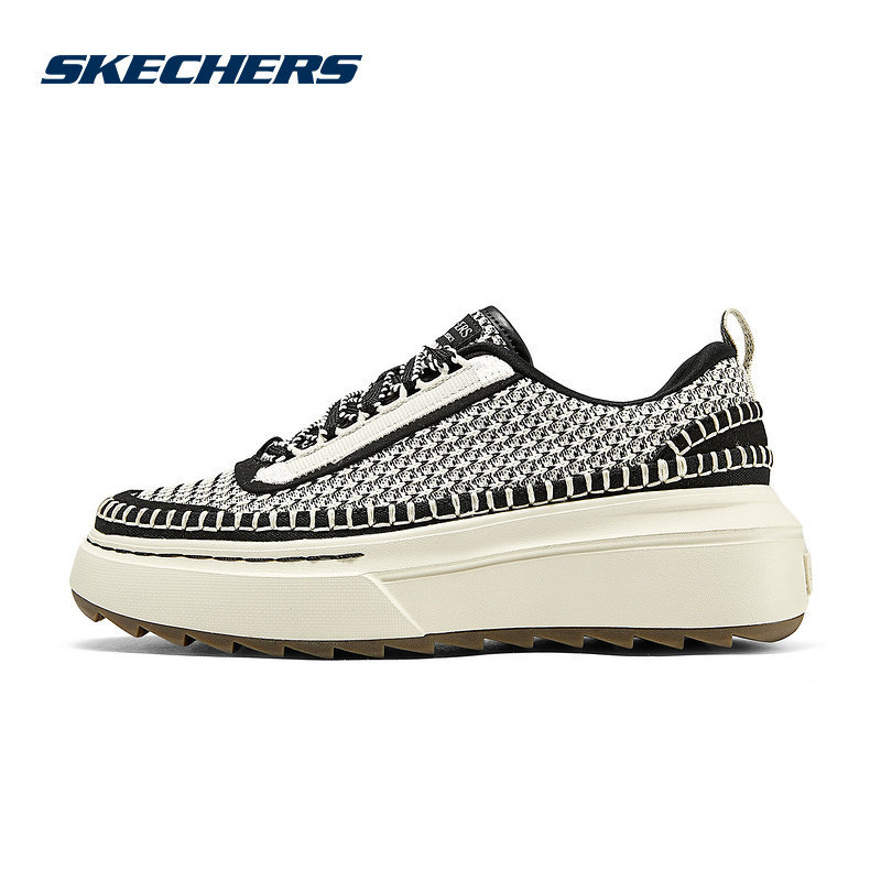 Skechers斯凯奇休闲板鞋女轻质减震透气针织耐磨抓地跑步鞋185240