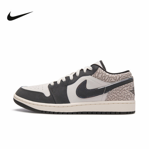 Nike耐克男鞋AIR JORDAN 1 AJ1爆裂纹黑白灰复古休闲鞋IU2268-100